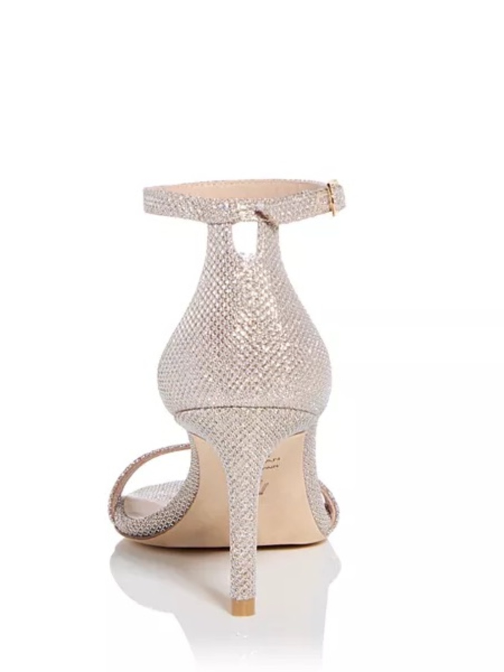Stuart Weitzman Sparkle Glitter Strappy Heels Silver Gold 9M Wedding Nudist 75 - Picture 2 of 11